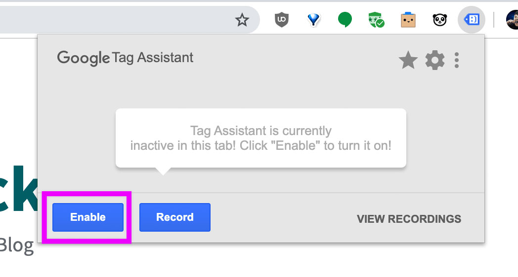 Google Tag Assistant record